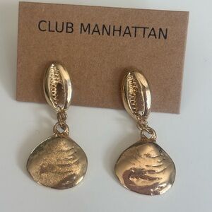 Gold Shell Drop Earrings